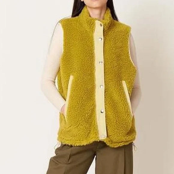 Sandy Liang Yellow Shearling Vest - Picture 2 of 6